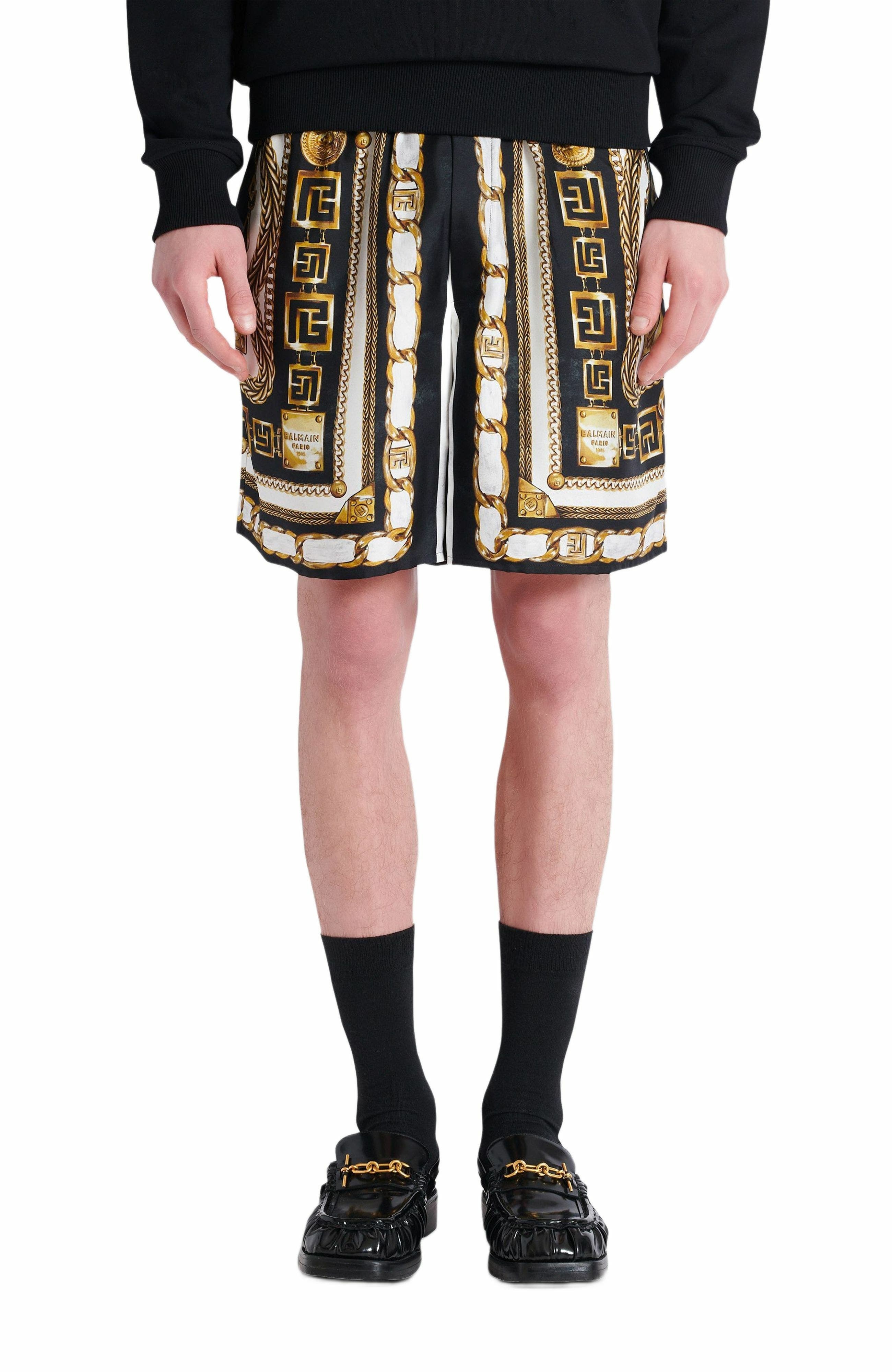 Balmain Slinky printed shorts with Foulard Chaînes pattern in Multicolor at Nordstrom - 7