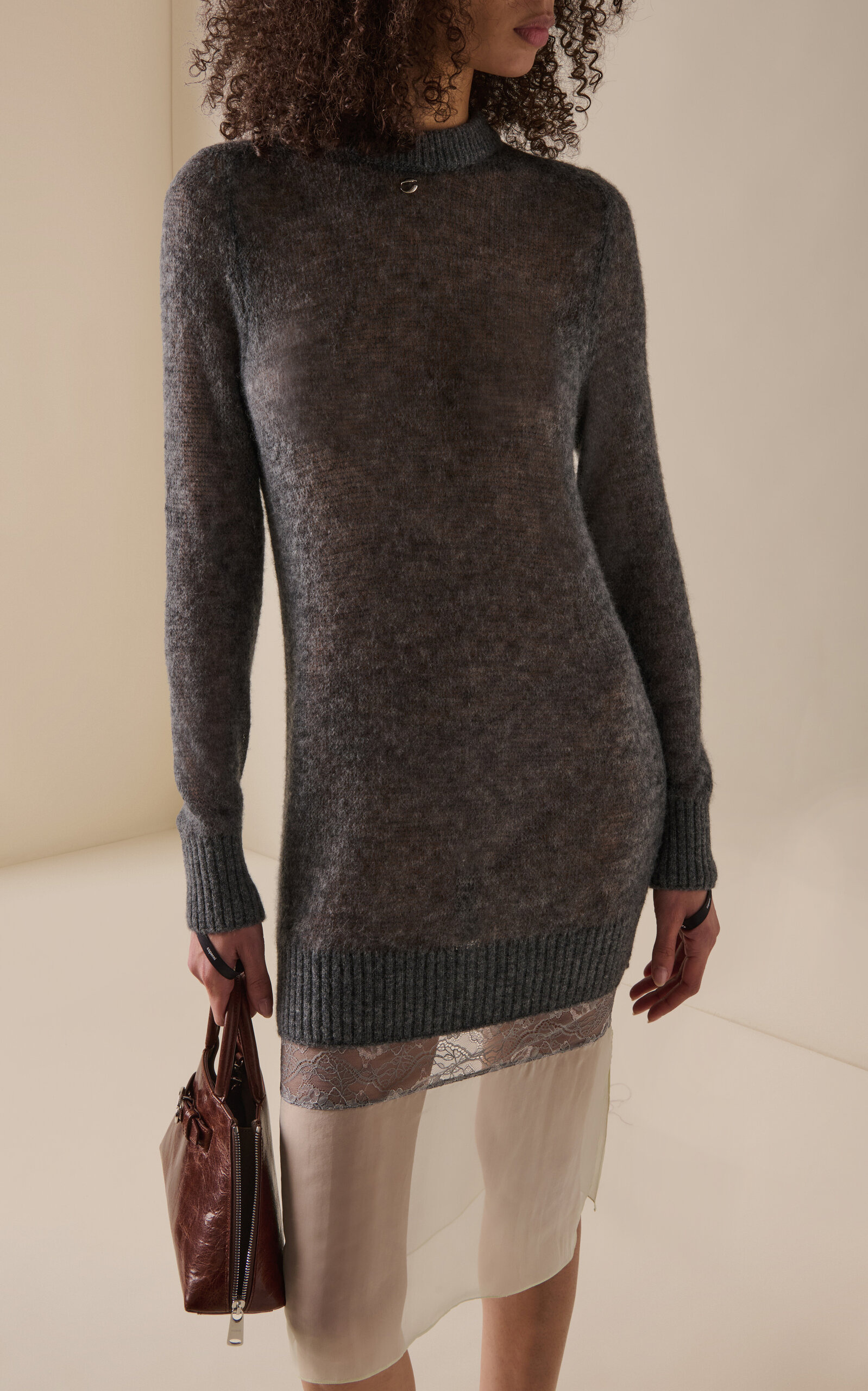 Multi Layer Pullover Wool Dress grey - 2