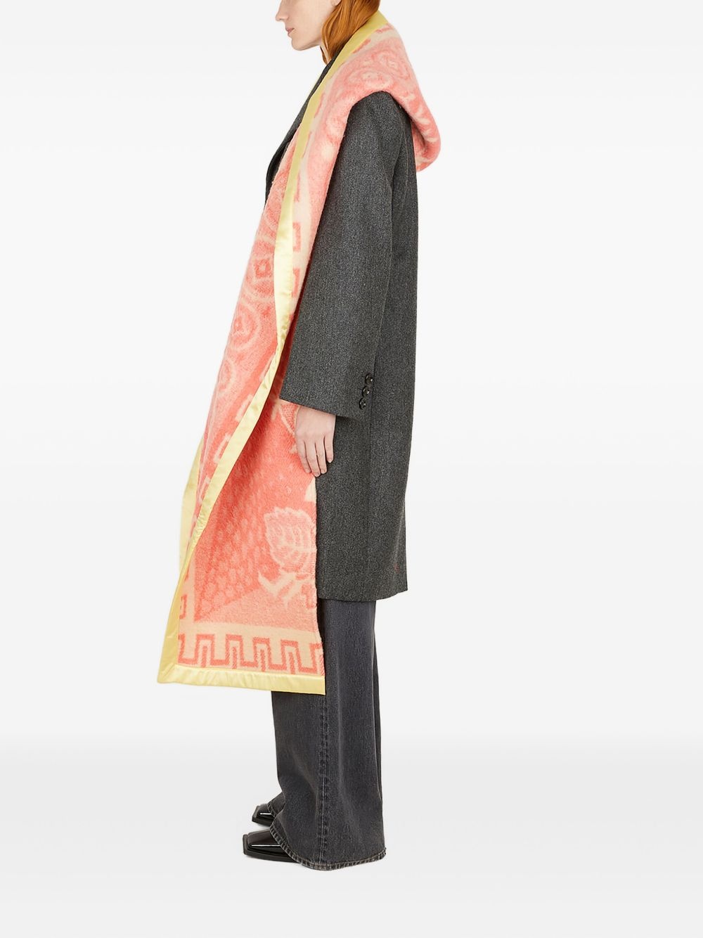 detachable-scarf wool coat - 3