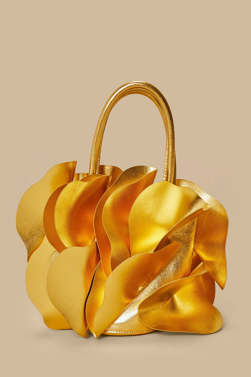 Gold Leather Flower Bag 1