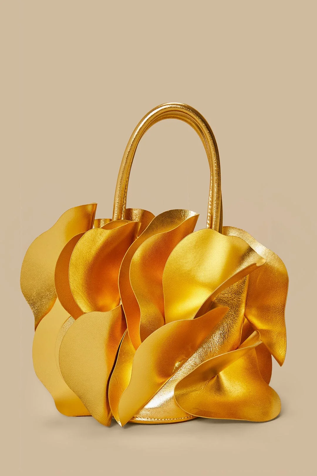 Gold Leather Flower Bag - 1