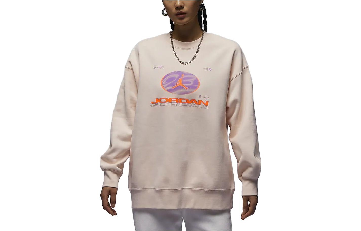 (WMNS) Air Jordan Fearless Fleece Sweatshirt Asia Sizing 'Orange Pink' FV4021-823 - 2