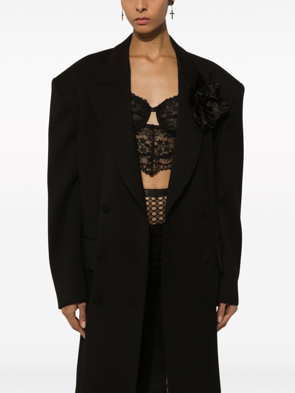 floral-appliquÃ© virgin wool coat - 4