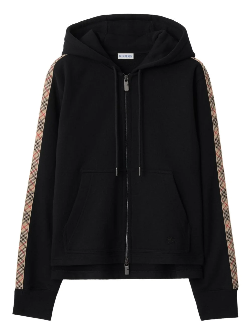 checked-trim zip-up hoodie - 1
