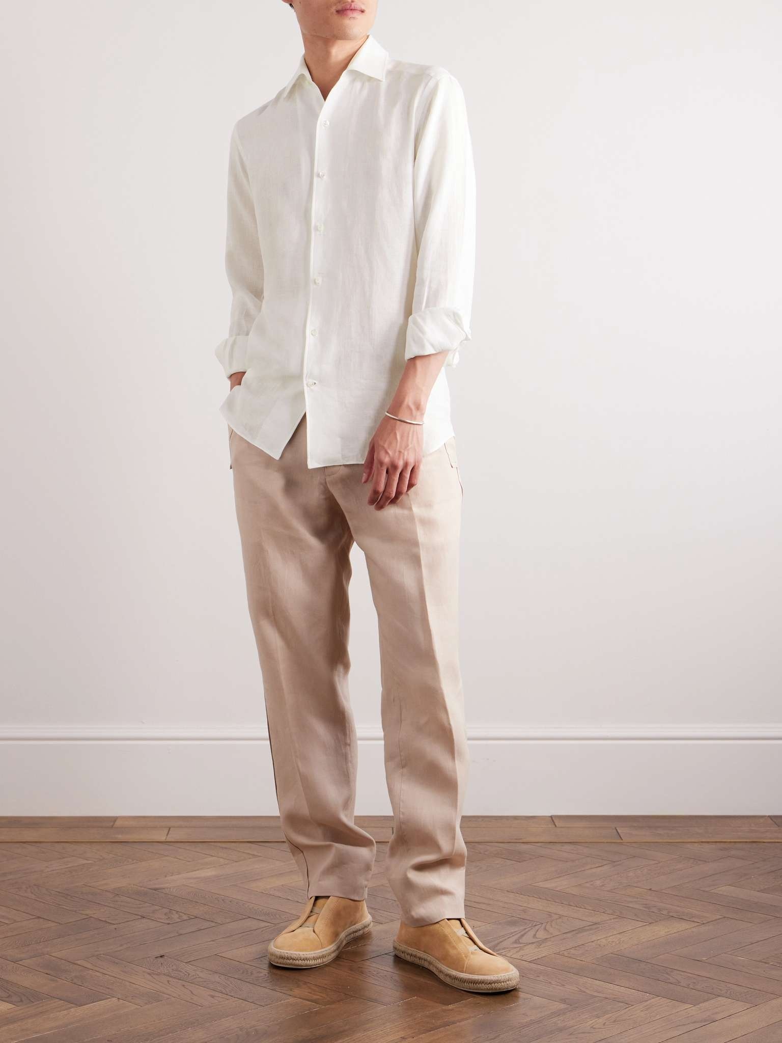 Ermenegildo Zegna リネンシルク　ドレストラウザーズ　アイボリー ZEGNA Linen Shirt | REVERSIBLE