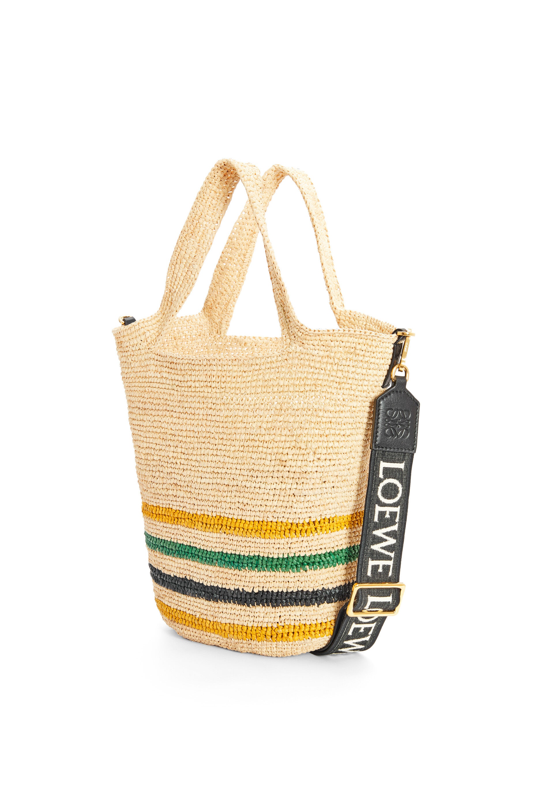 Mini Slit bag in striped raffia and calfskin - 2