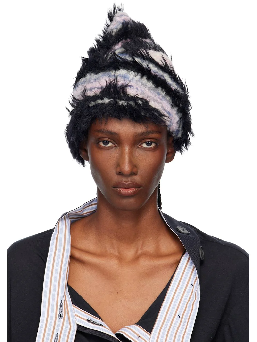 Multicolor Chevron Knit Beanie - 1