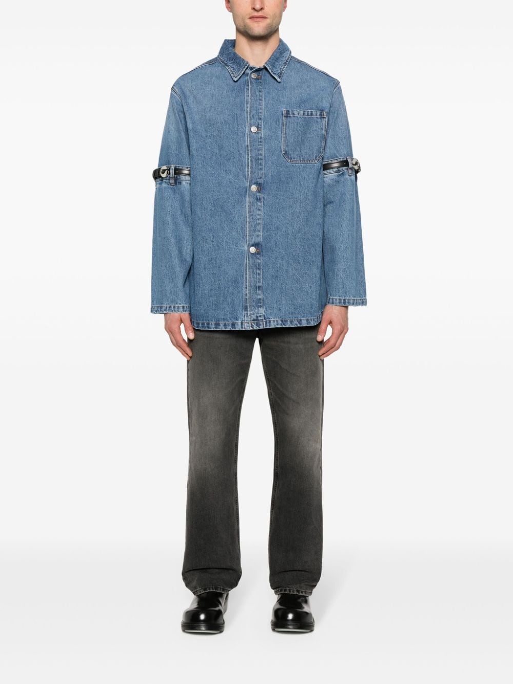 logo-buckle denim jacket - 3