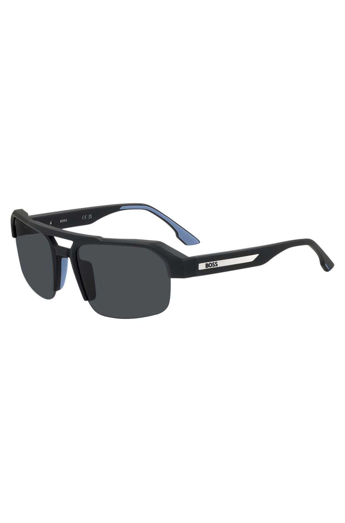 BLACK SUNGLASSES WITH TEMPLE INSERT AND LOGO - 1