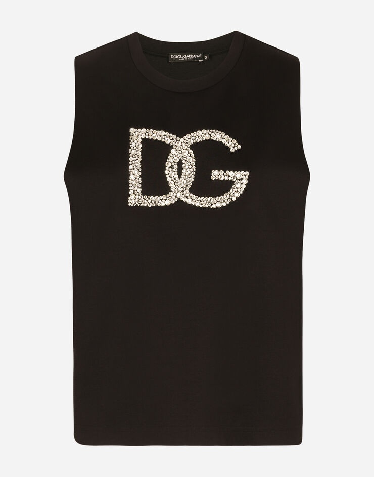 Interlock tank top with crystal DG embellishment - 3