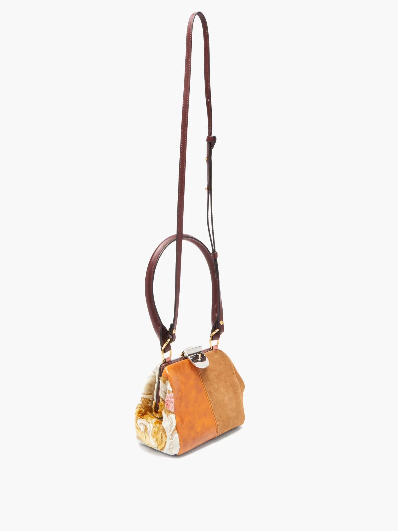 Tapestry patchwork leather and suede bag - 4