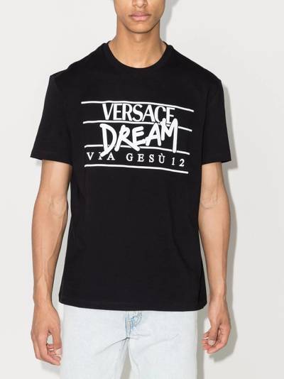 VERSACE slogan logo-print T-shirt outlook