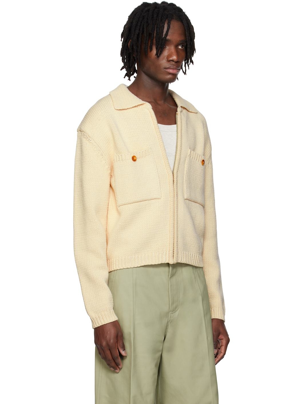 Off-White Pockets Detail Knit Zip-Up Cardigan - 2