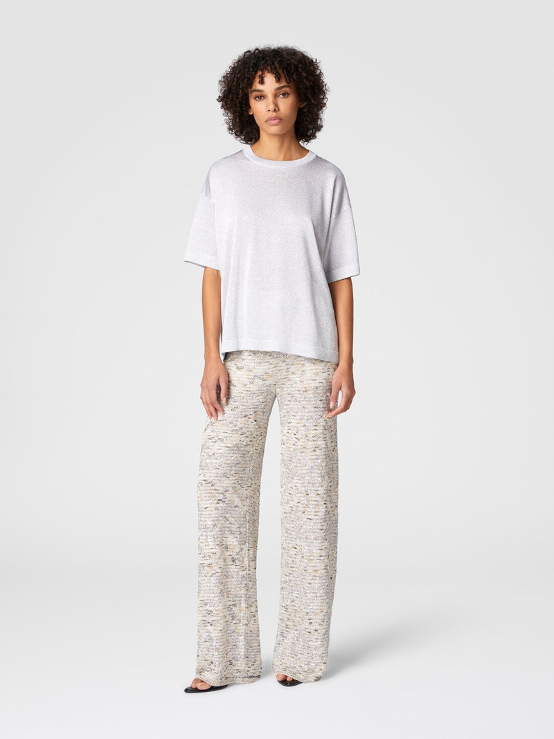 Missoni Oversized crewneck sweater in lamé viscose with whetstone sleeves outlook
