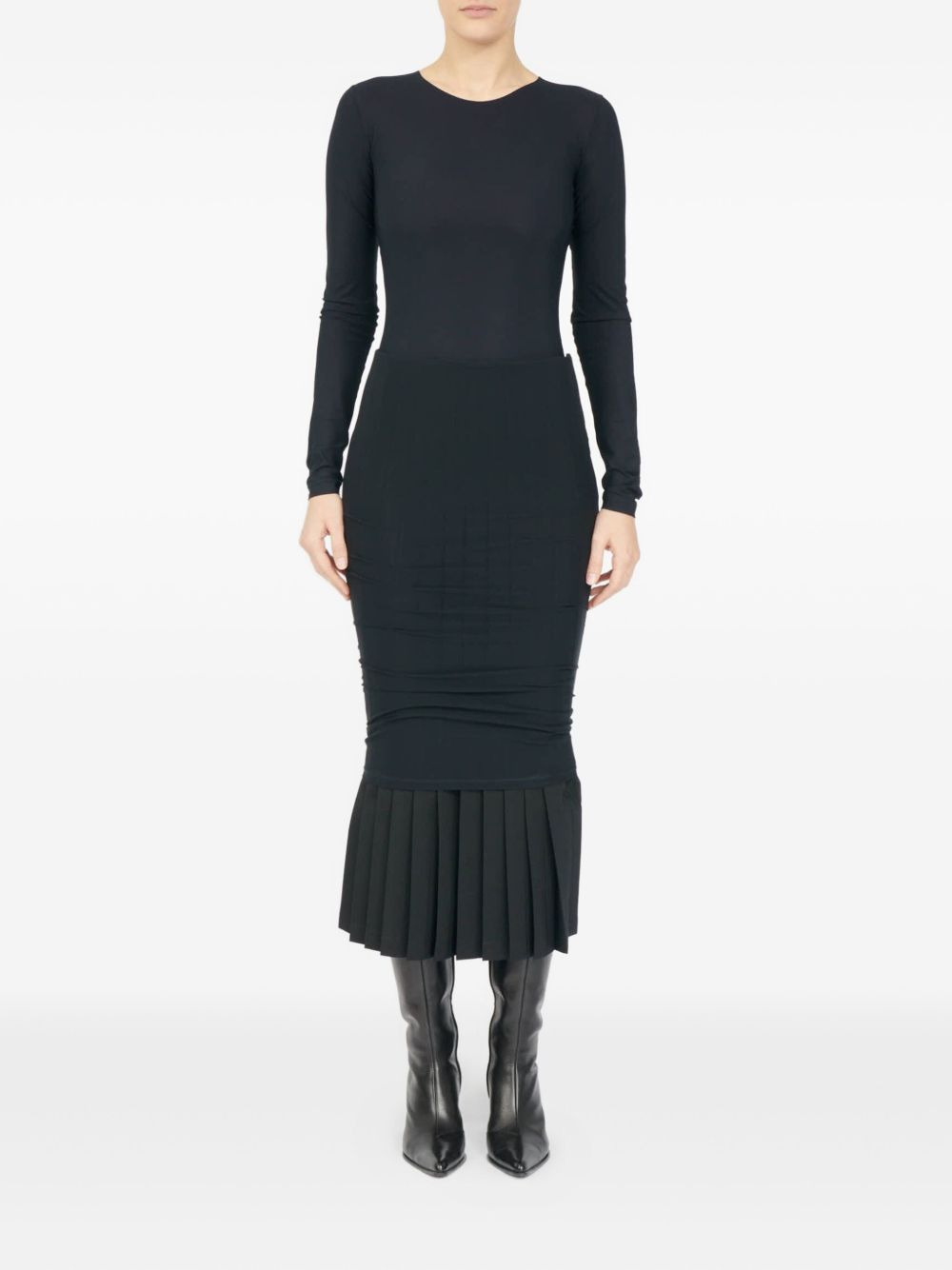 pleated draped midi skirt - 2