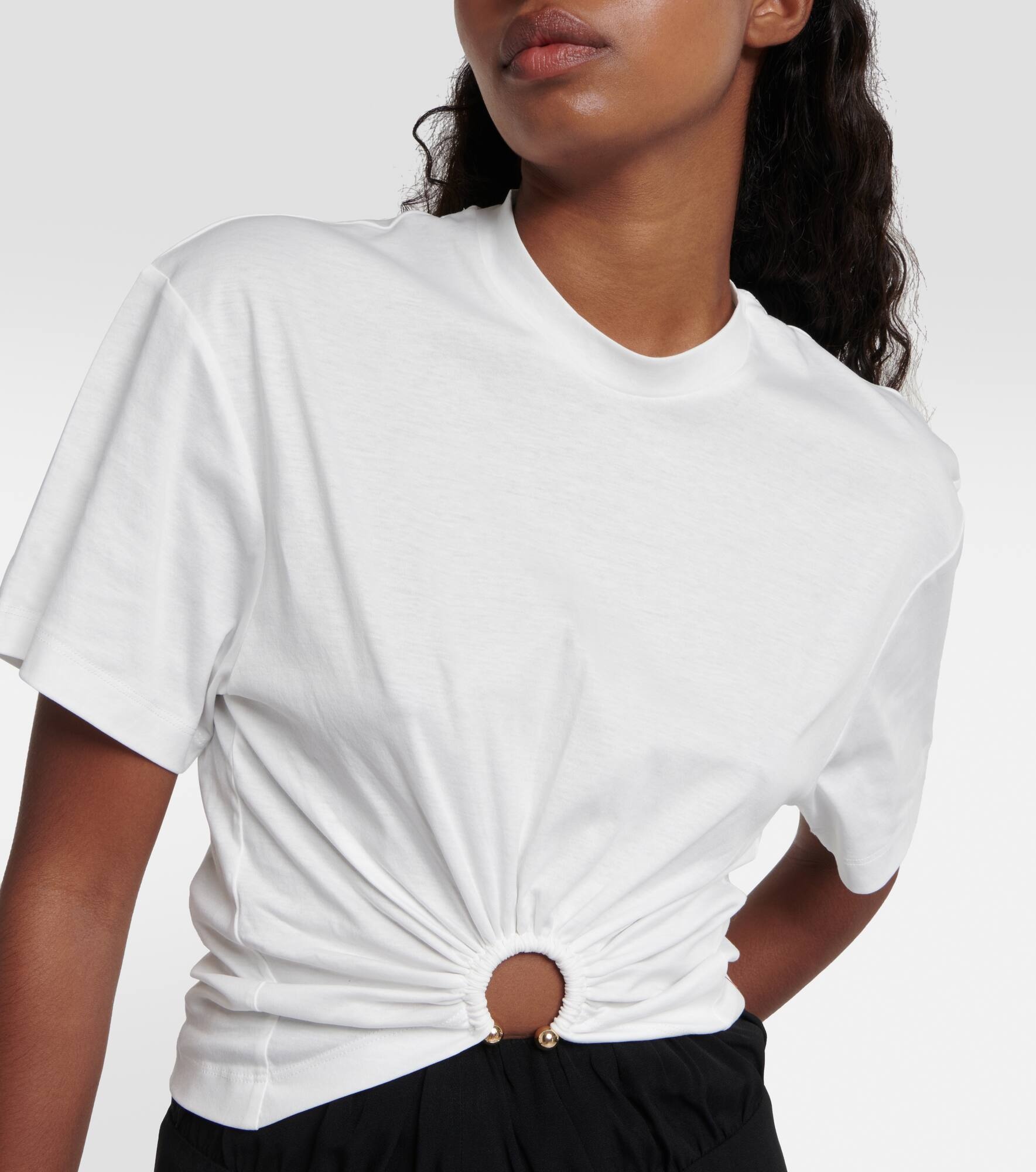 Embellished cotton jersey crop top - 4