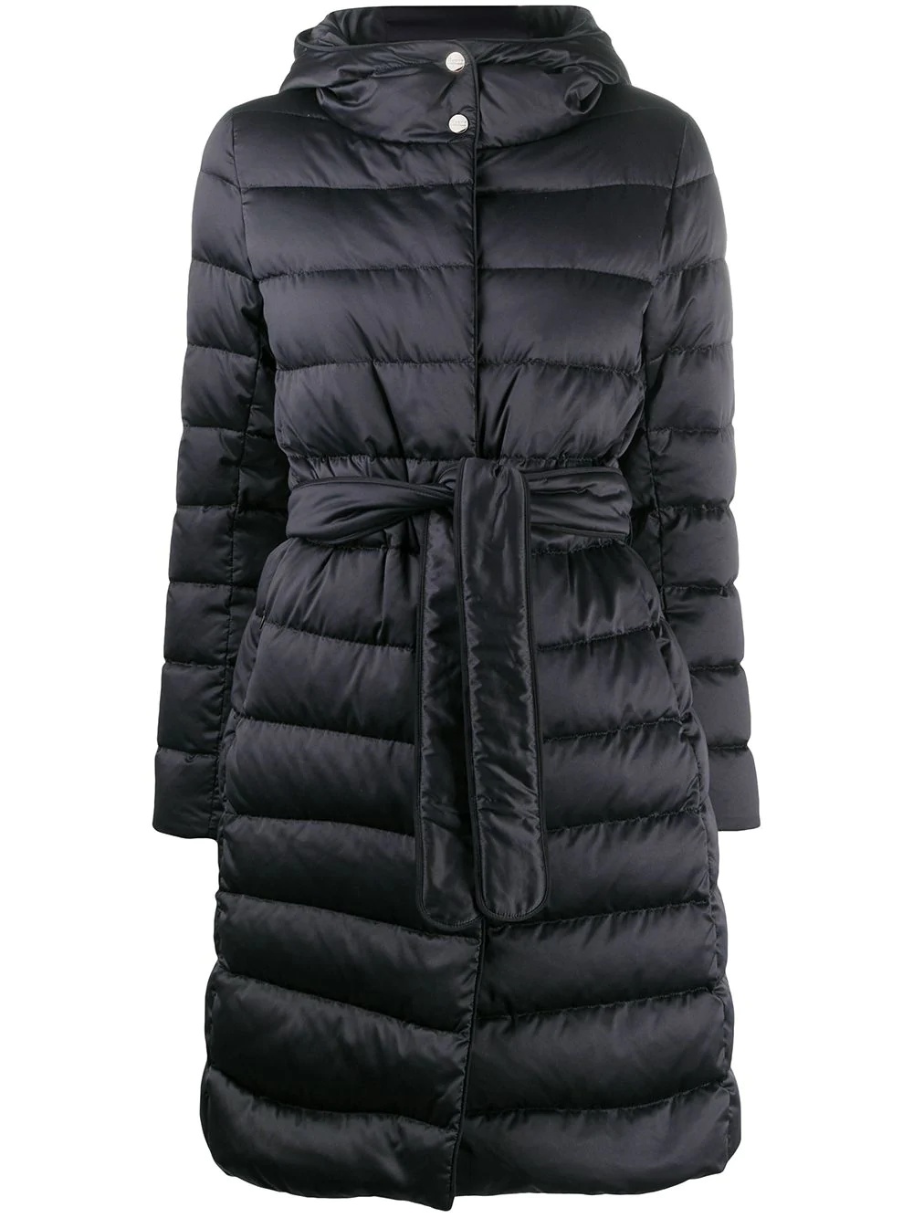 tie waist padded coat - 1