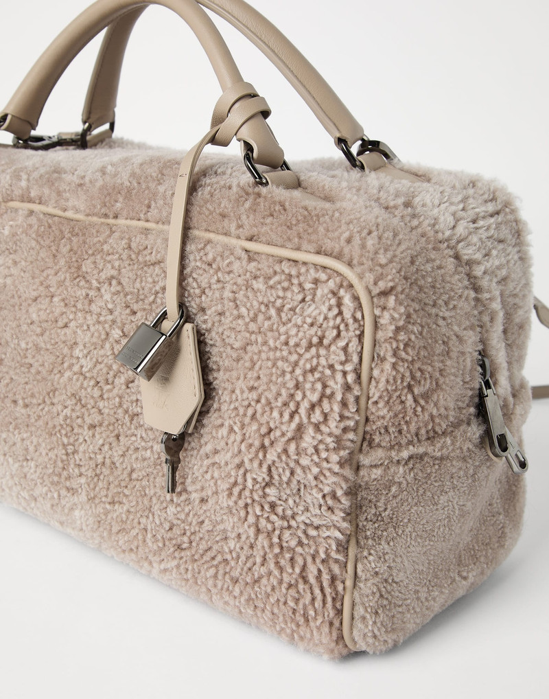 Explorer boston bag in curly shearling 3