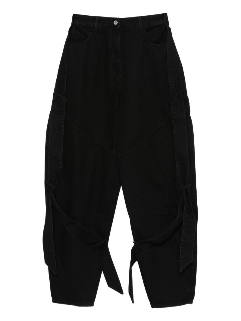 tie-detail panelled jeans 1