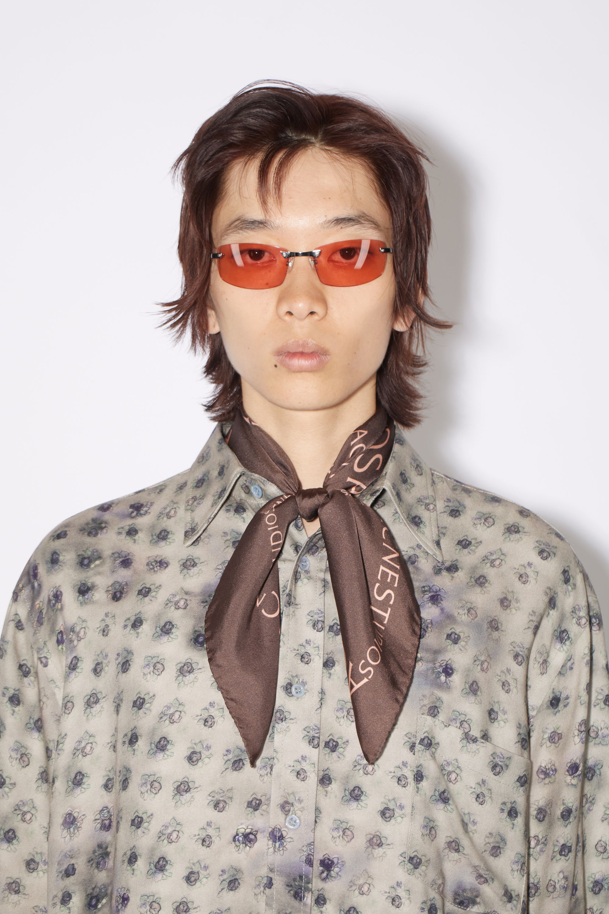 Logo silk scarf - Chocolate brown - 3