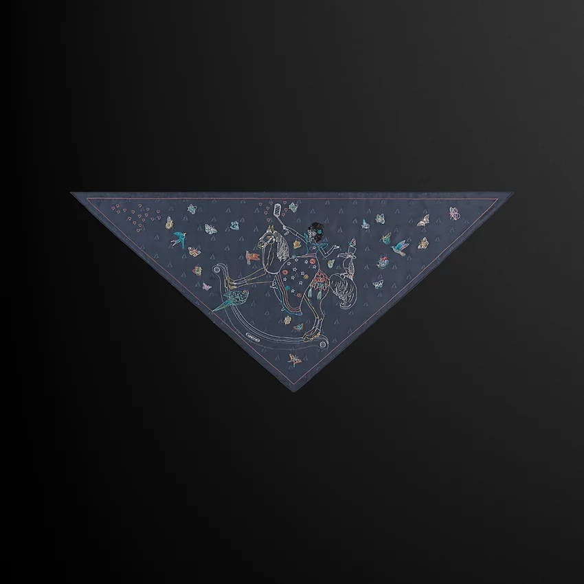 Hermes Story embroidered triangle scarf - 4