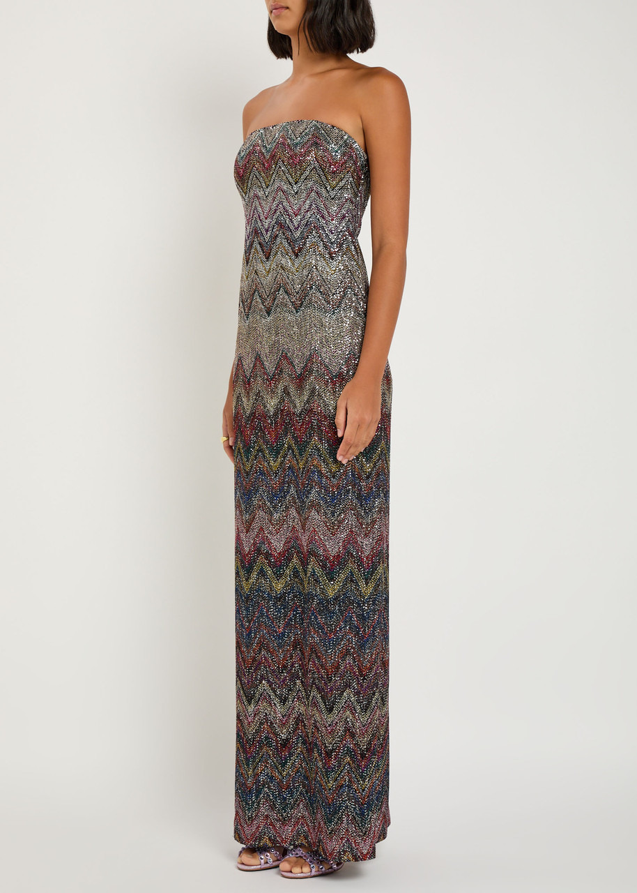 Missoni Embellished Zigzag-intarsia Strapless Maxi Dress - 2