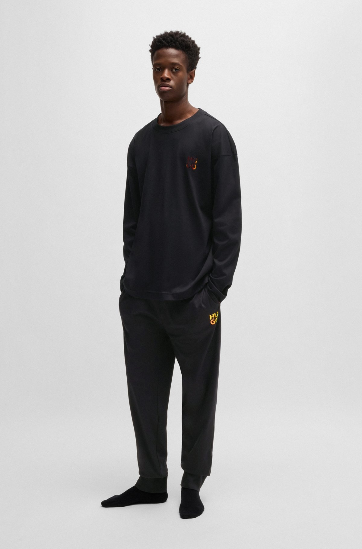 INTERLOCK-COTTON PAJAMA BOTTOMS WITH IRIDESCENT LOGO - 3