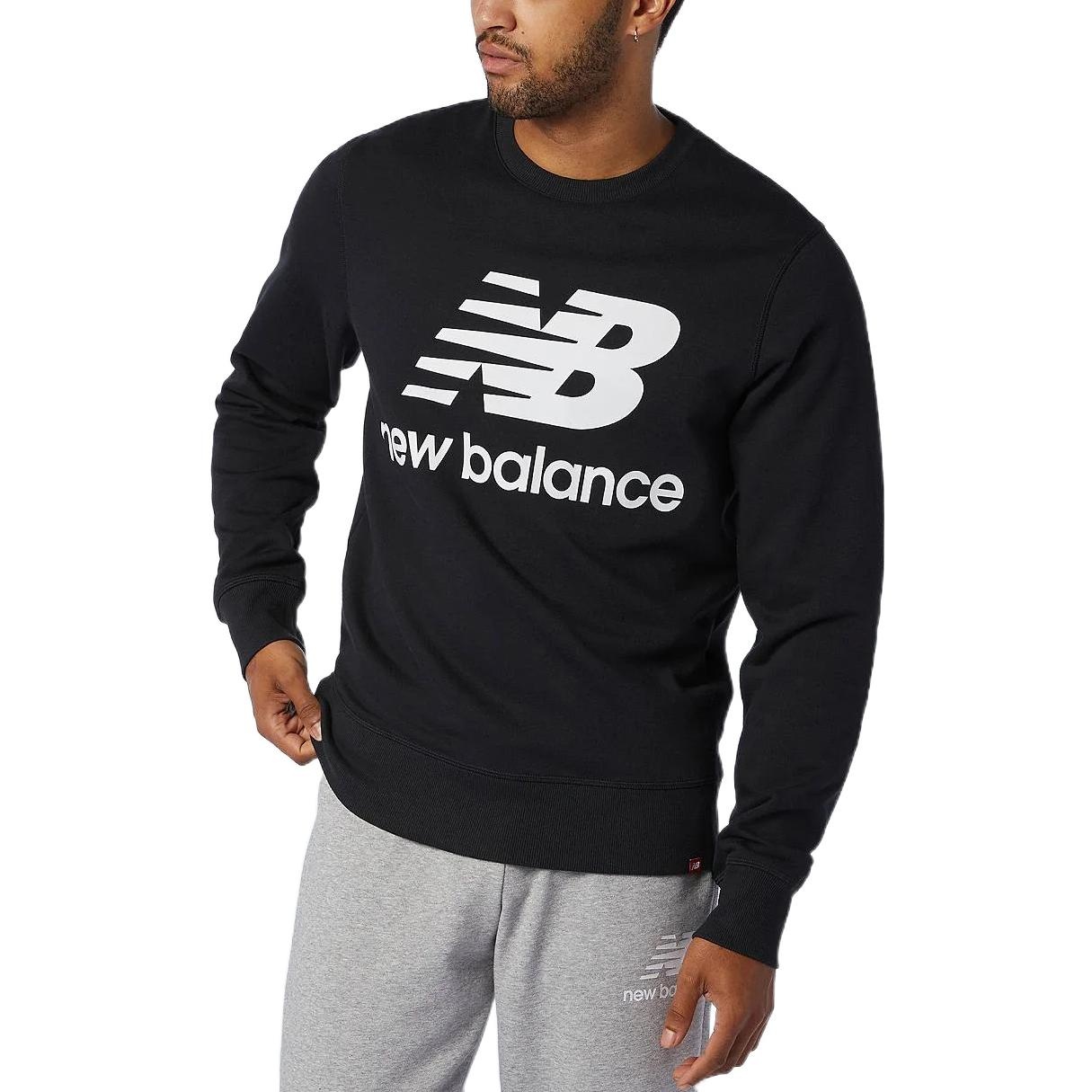New Balance Essentials Stacked Logo Crew Sweatshirt 'Black' AMT03560-BK - 3