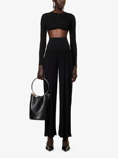 Alaïa Pleated wide-leg knitted trousers outlook