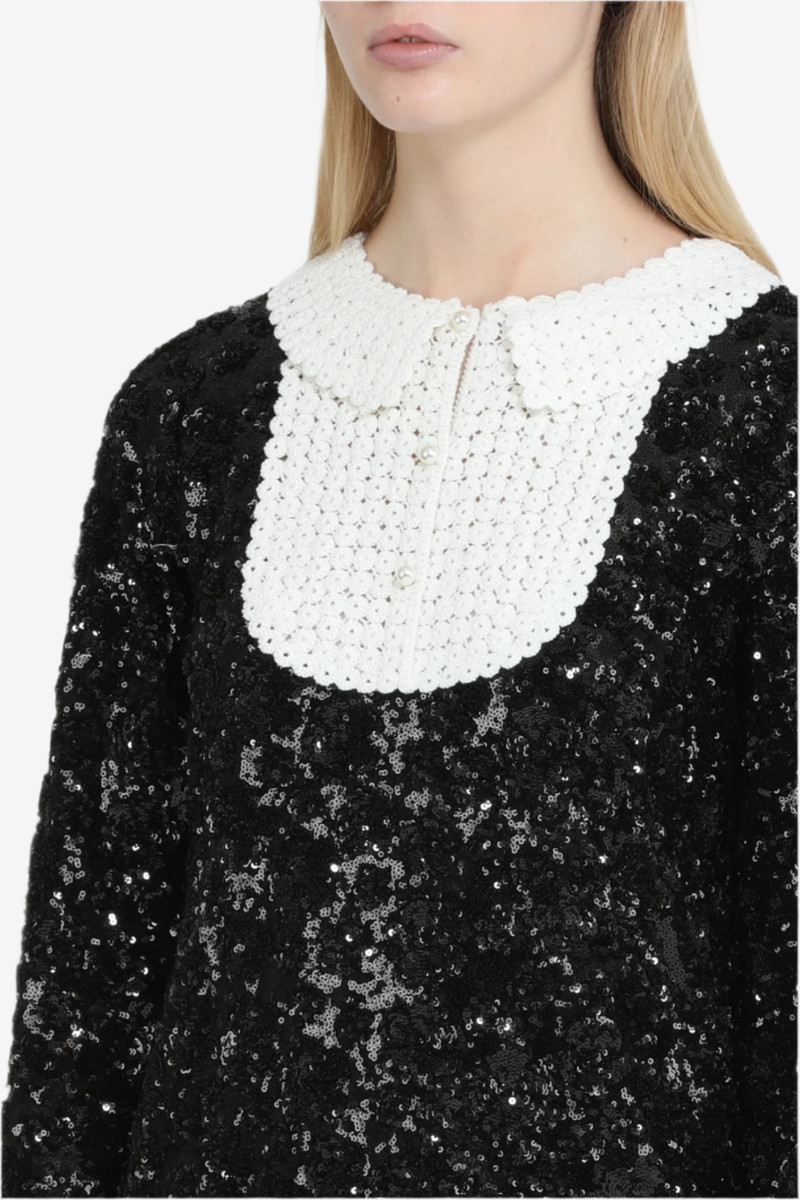 SHORT TWO-TONE DRESS WITH EMBROIDERY AND BEADS 5