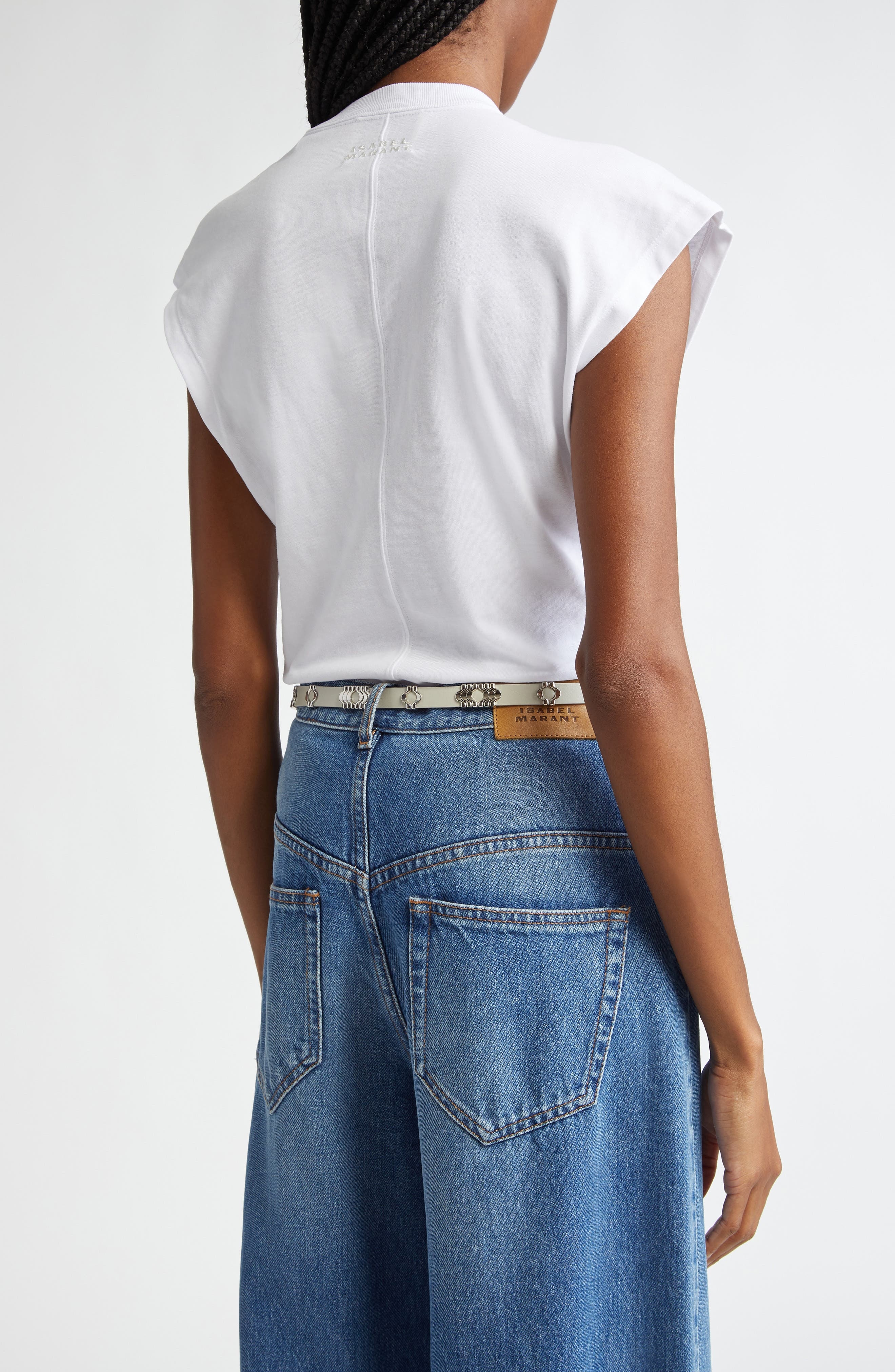 Isabel Marant Nayda Asymmetric Cotton Slub Top in White at Nordstrom - 3