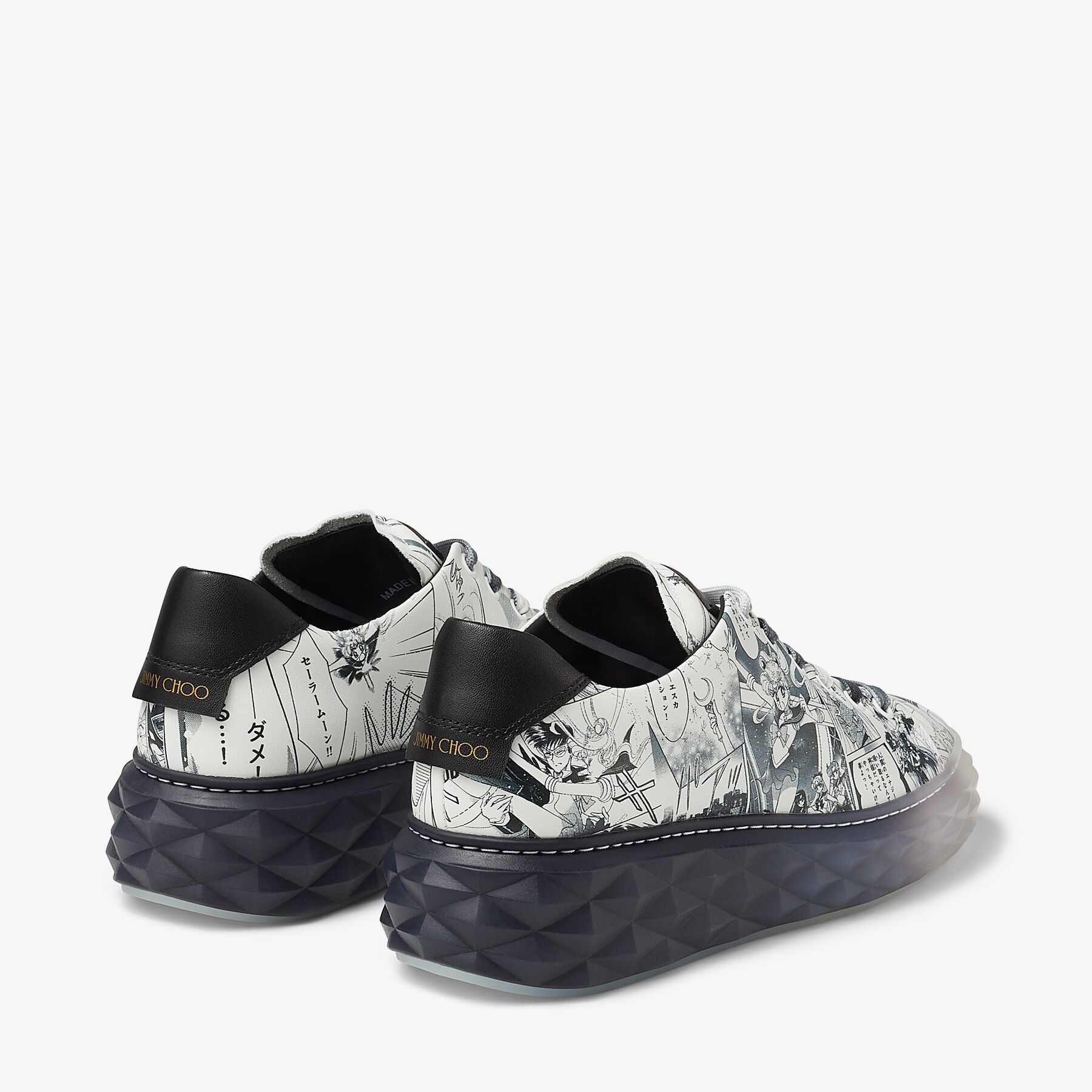 Collage Diamond Light Maxi
Monochrome Manga Printed Leather Low-Top Trainers - 6