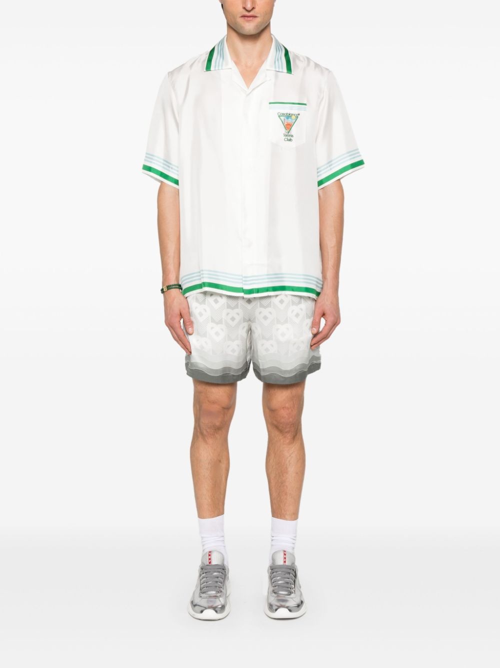 heart-monogram silk shorts - 2