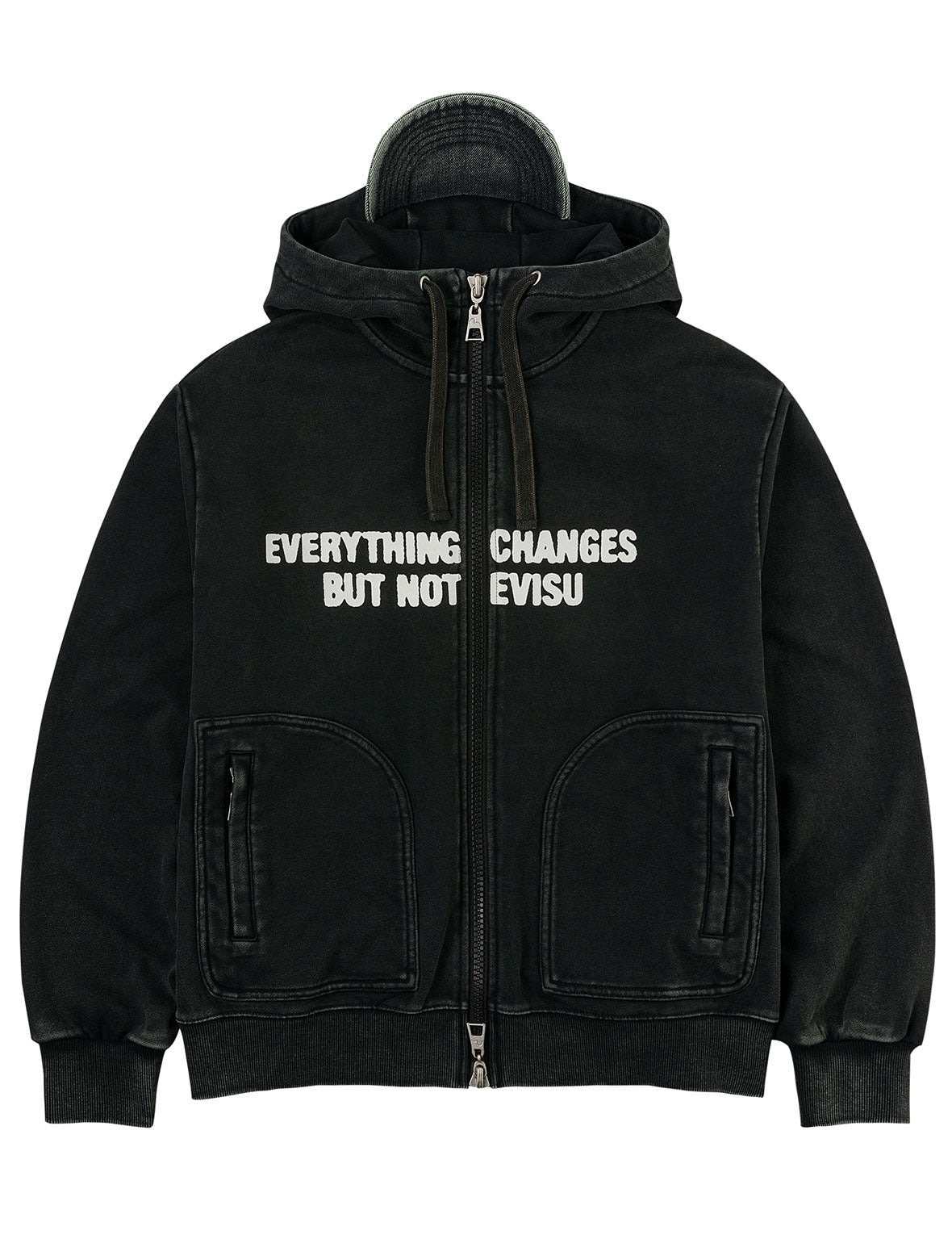Slogan Print Oversized with Cap Hooded Jacket - 13