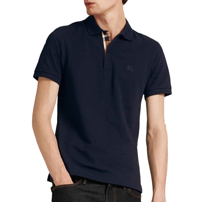 Burberry Logo lapel Short Sleeve Polo Shirt Navy Blue 80045781 - 5