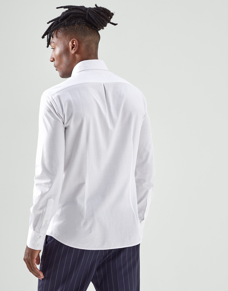 Brunello Cucinelli Cotton piqué slim fit shirt with spread collar outlook
