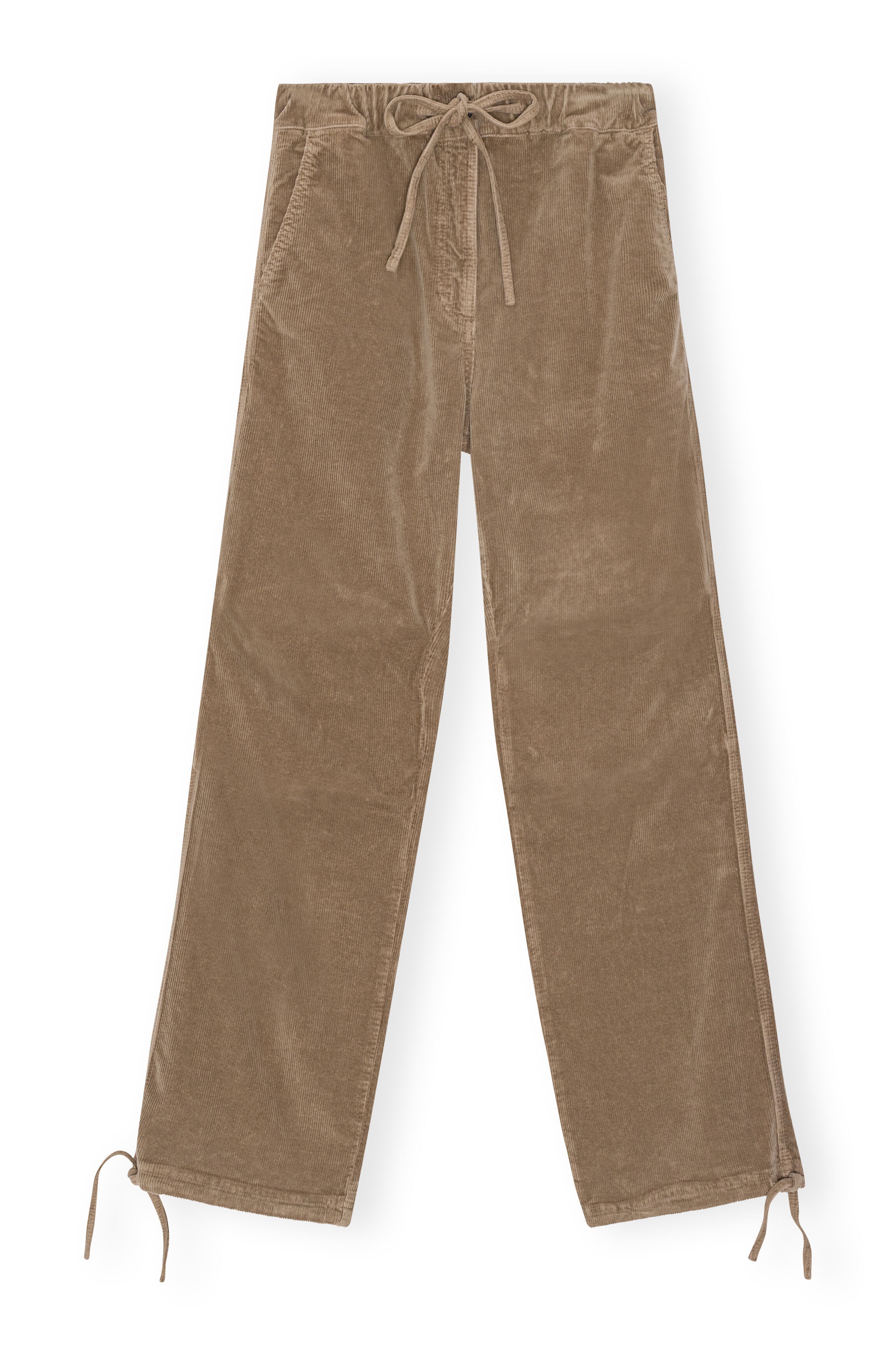 BROWN WASHED CORDUROY DRAWSTRING PANTS - 5