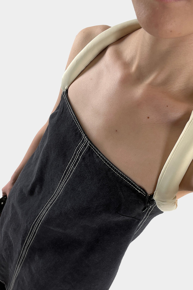 TUBO SHORT DRESS / washed denim / balck 3