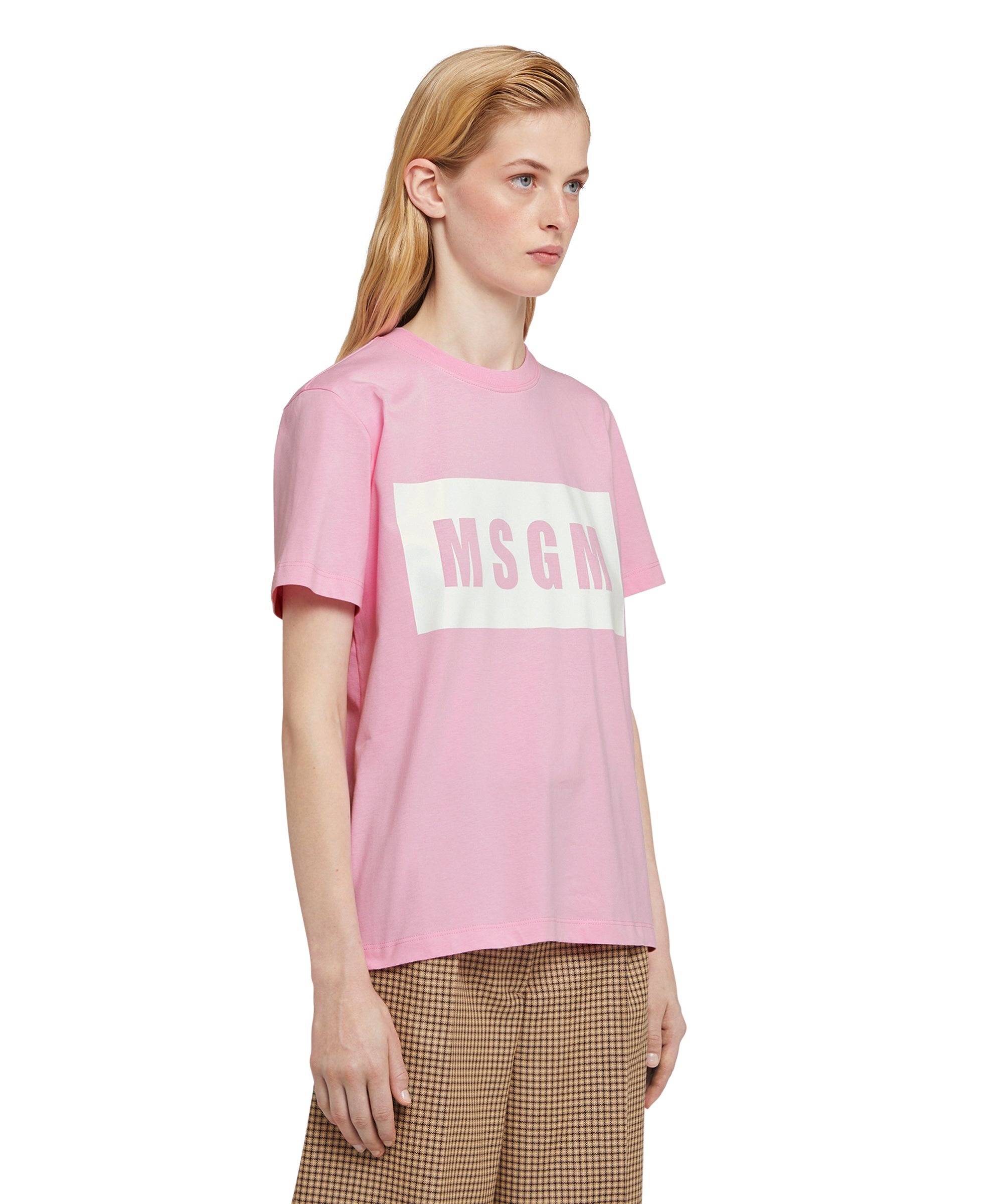 Crew neck T-shirt with MSGM box logo - 4