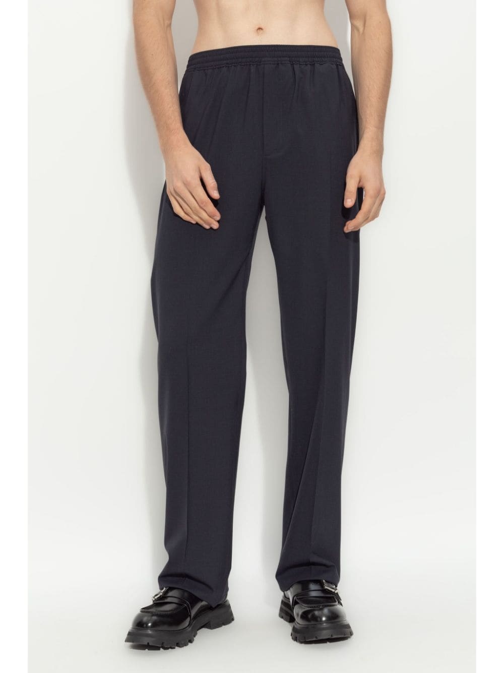 elasticated-waist straight-leg trousers - 3