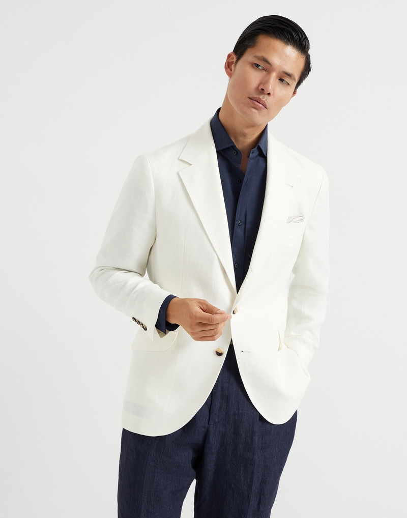 Linen, wool and silk diagonal deconstructed Cavallo blazer 1
