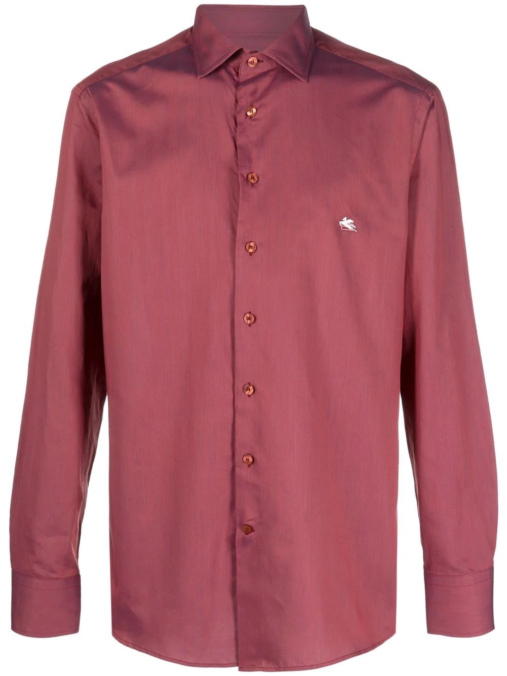 embroidered-logo button-up shirt - 1