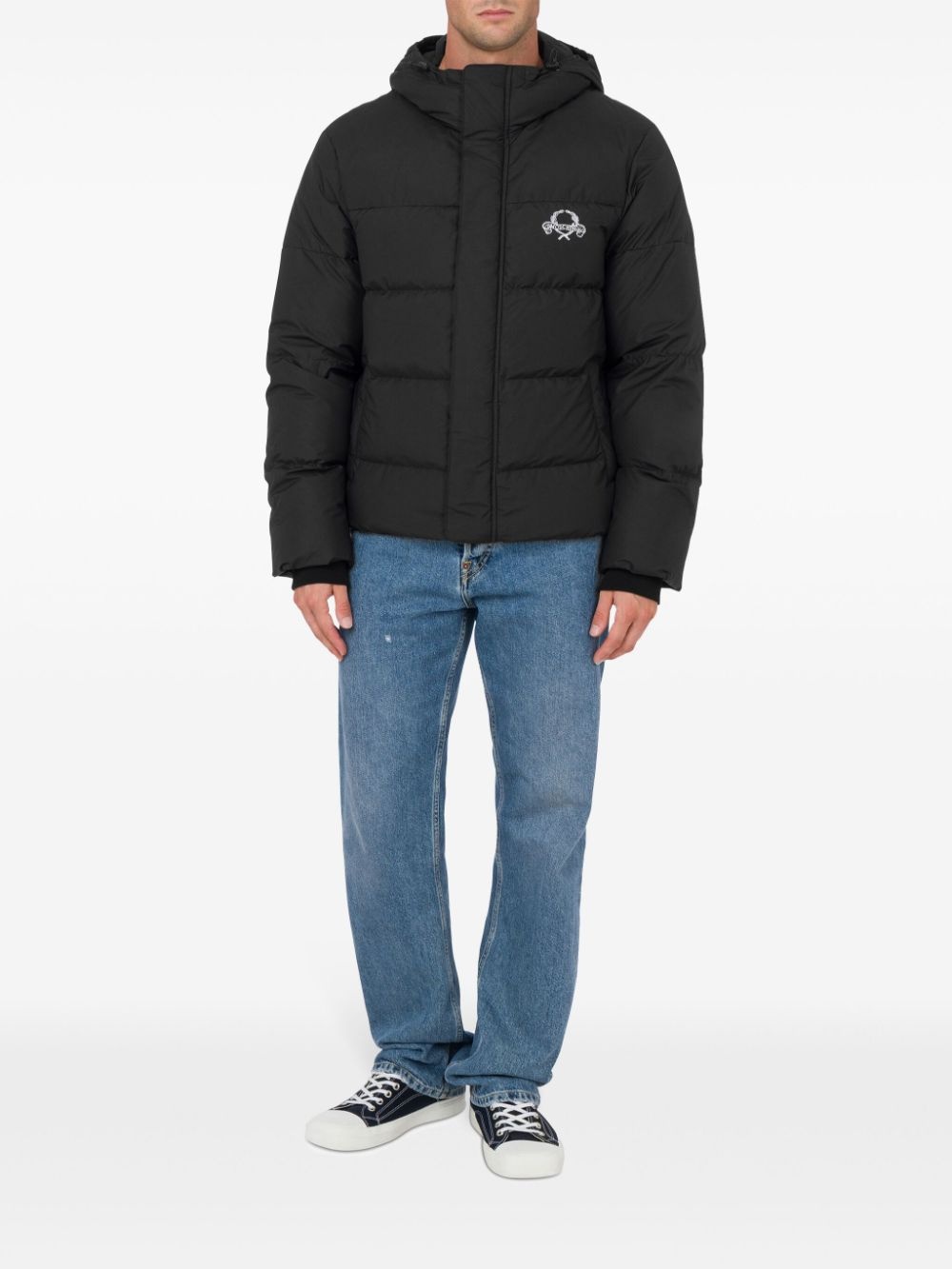 logo-embroidered padded jacket - 2