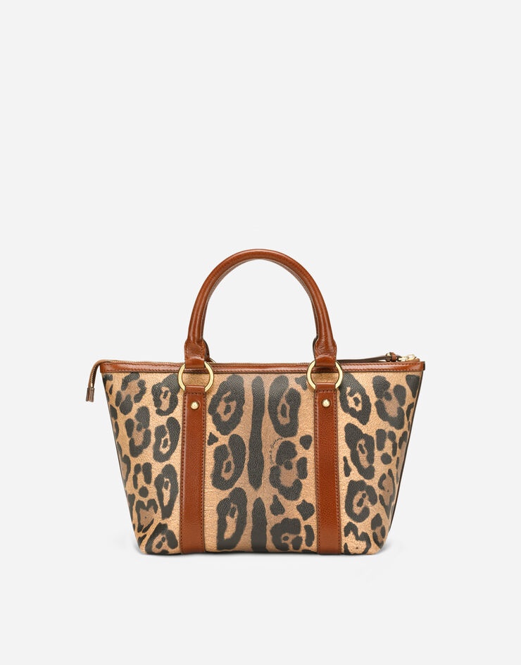 Small leopard-print Crespo shopper with branded plate - 4