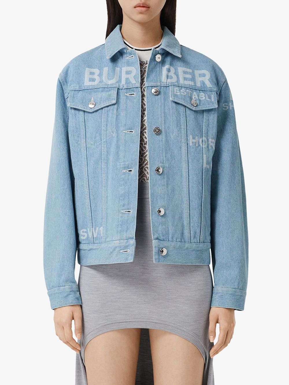 Horseferry print bleached denim jacket - 3