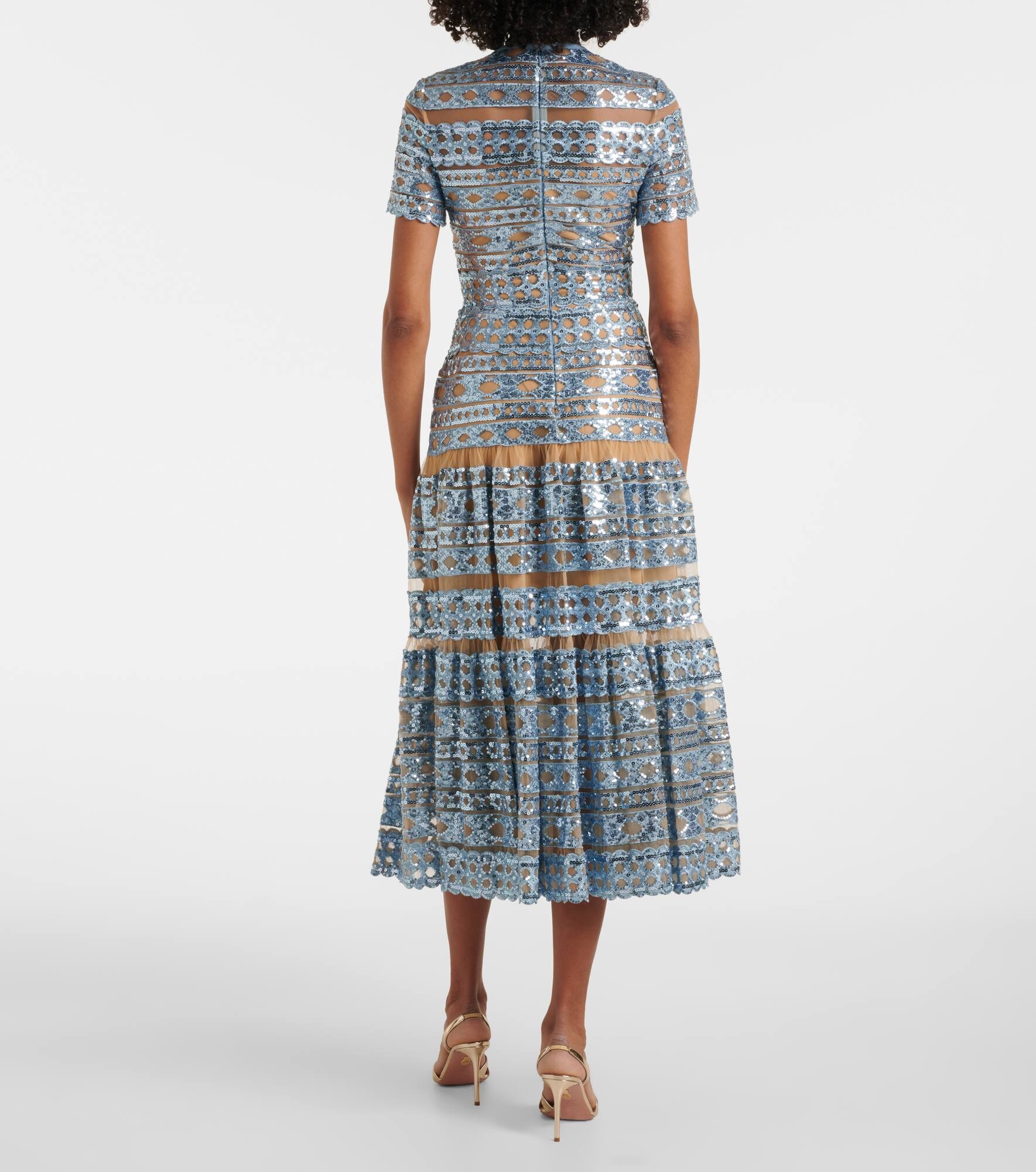 Embroidered tulle maxi dress - 3