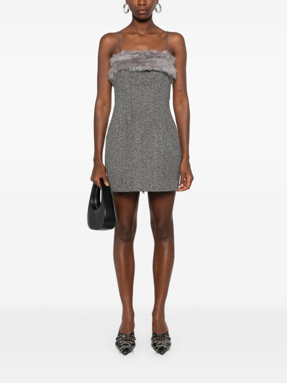 faux-fur trim mini dress - 2