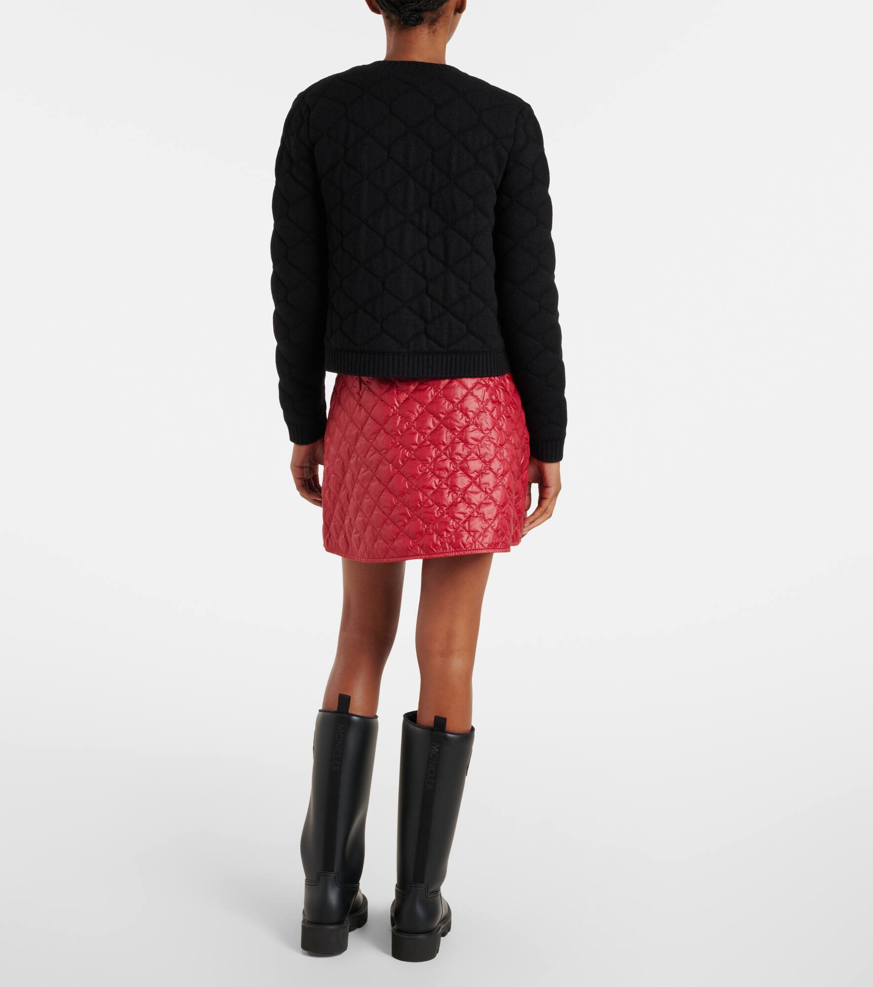 Logo quilted wool-blend cardigan - 3