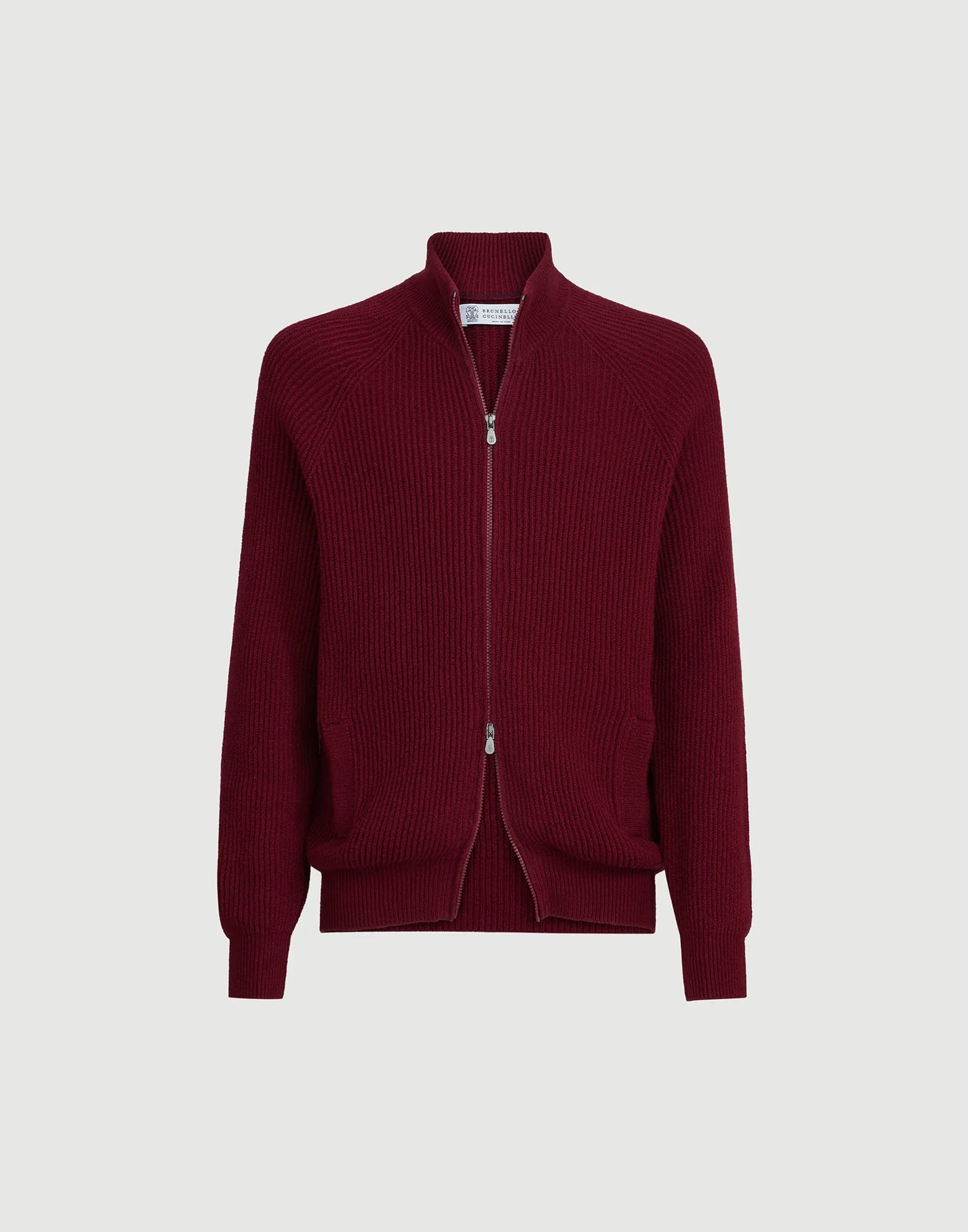 Malfilé cotton English rib cardigan with raglan sleeves and zipper - 1