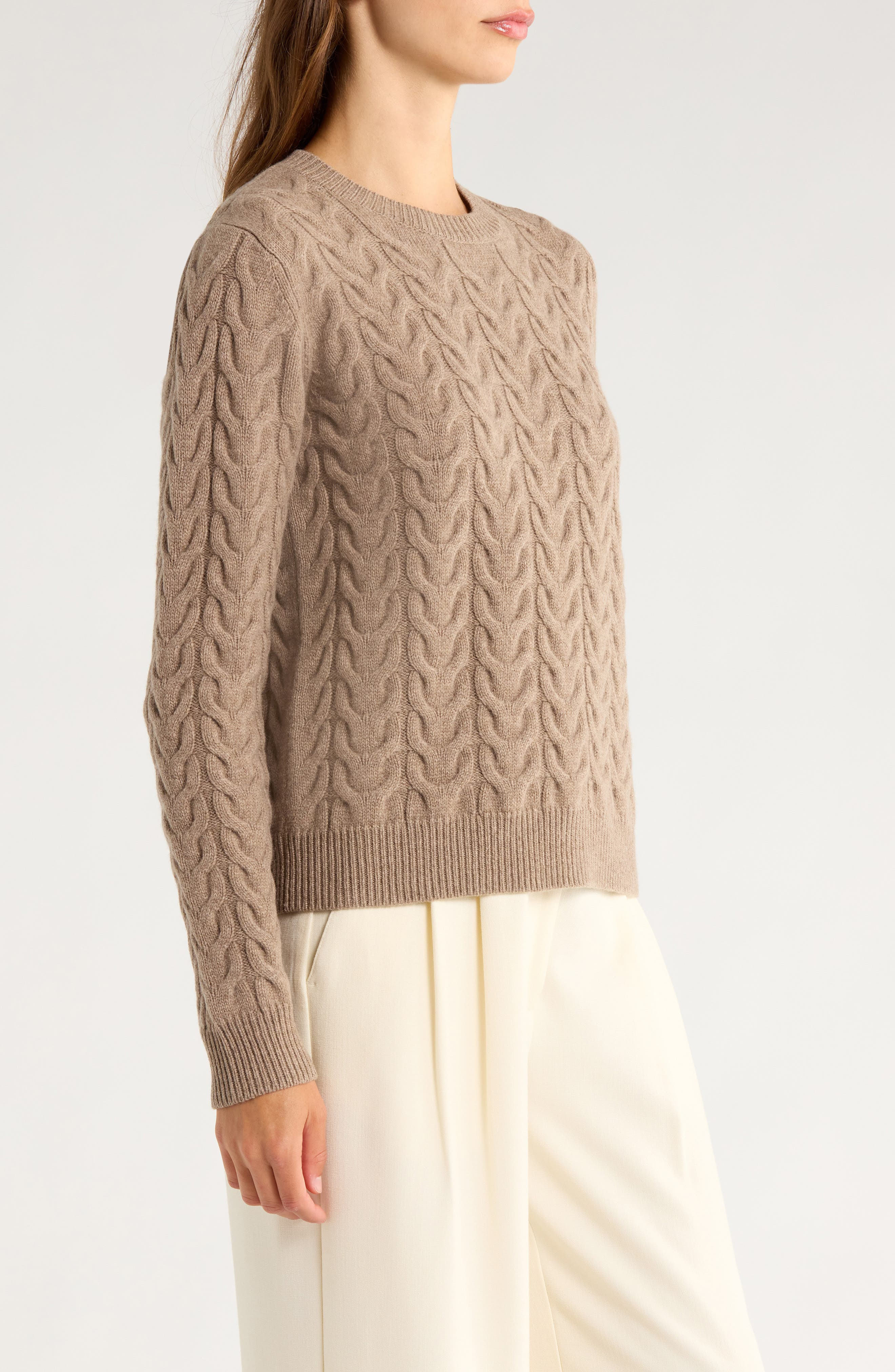 Max Mara Aramis Cashmere Cable Knit Sweater in Camel at Nordstrom - 3